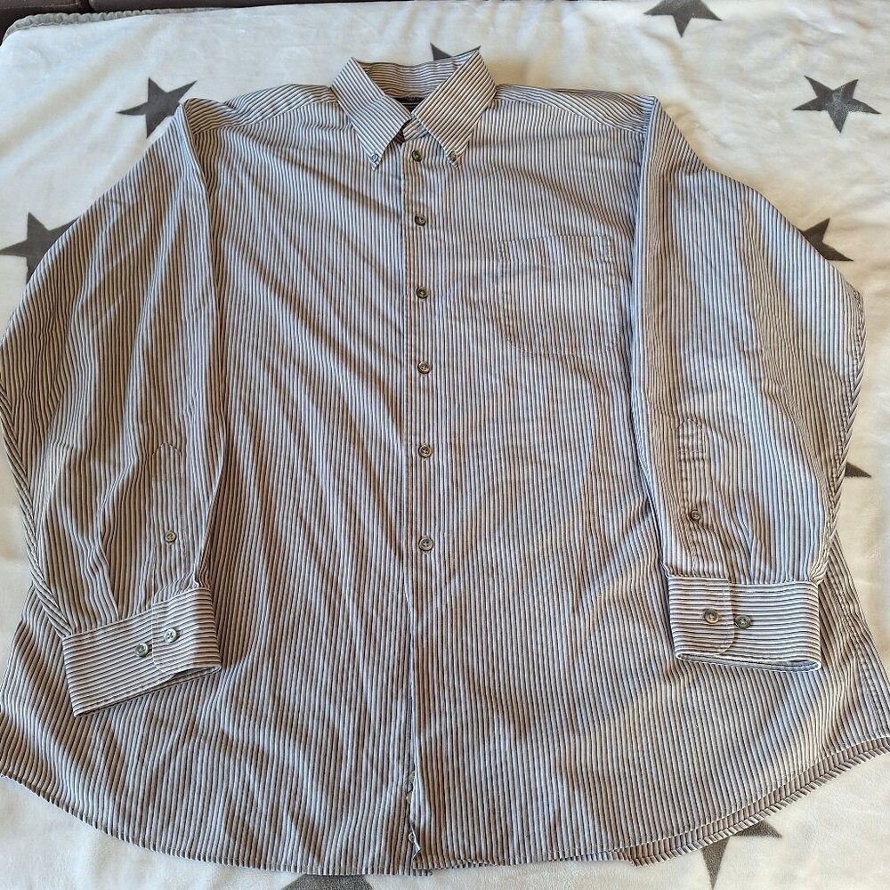 Dockers Button Up Shirt Adult Extra Large 17/17-1/2 Stripped Long Sleeve Mens
